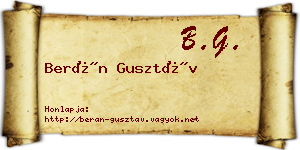 Berán Gusztáv névjegykártya